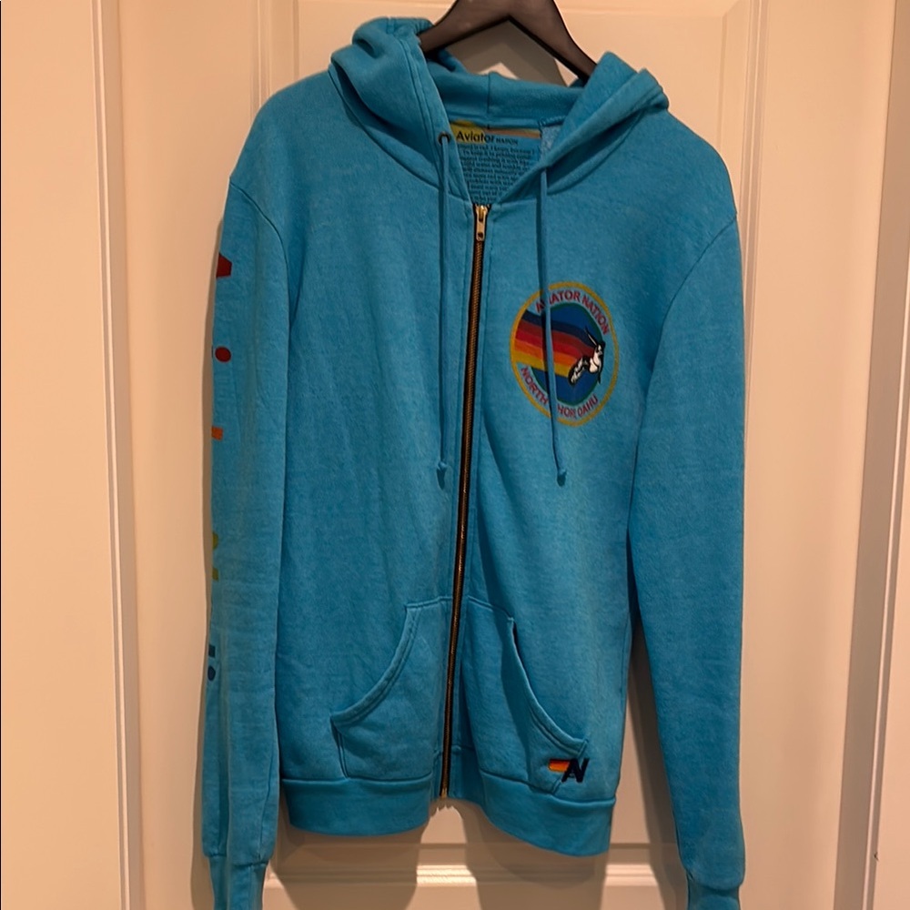 Aviator Nation Blue Zip Hoodie